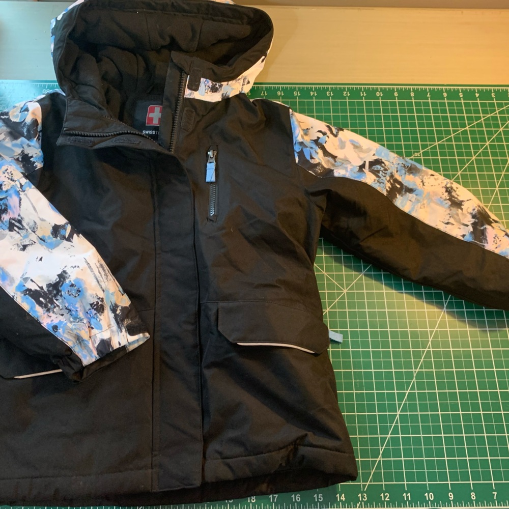 Swiss Tech Black/Floral Fleece-lined Coat Girls 6-6x